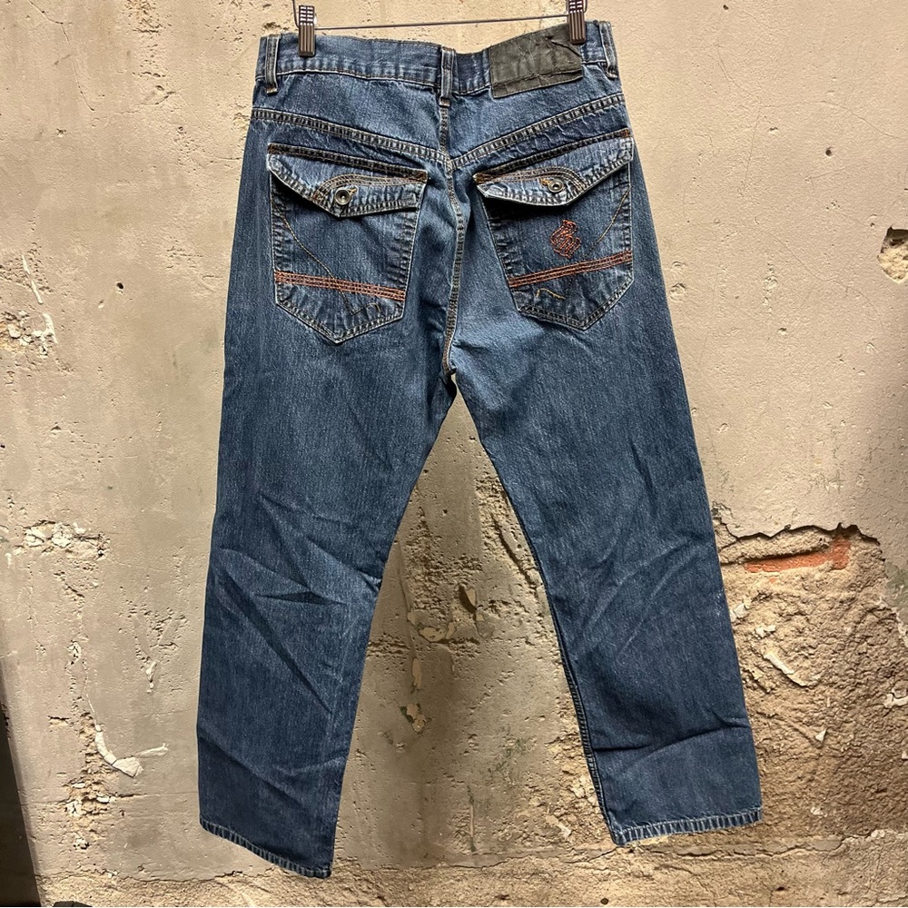 Vintage Y2K Rocawear Original Fit Dark Wash Embroidered Baggy 2000s Skater Jeans